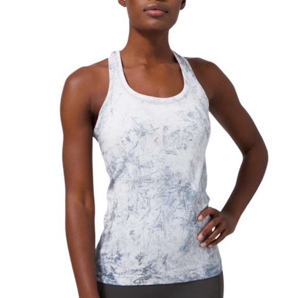 lululemon athletica Tops - EUC Lululemon Swiftly Tech Racerback 2.0 Size 6 Small Multi Tie Dye White Grey